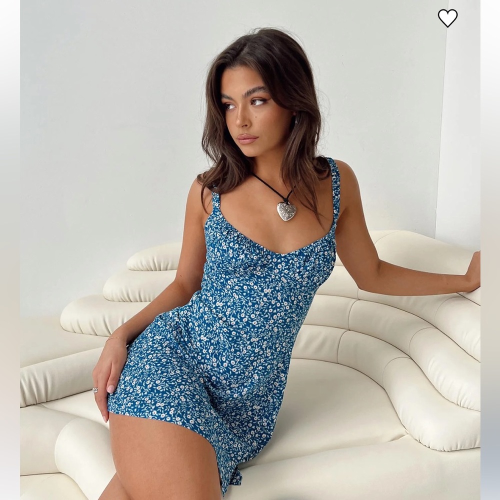 Princess Polly Georgia Mini Dress Blue Floral Cutout Back